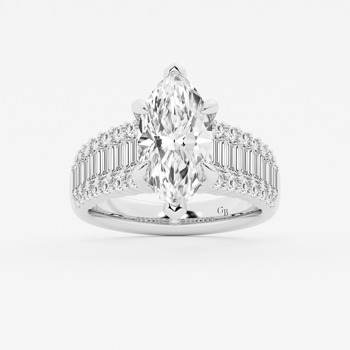 5 1/3 ctw Marquise Lab Grown Diamond  Hidden Halo Engagement Ring