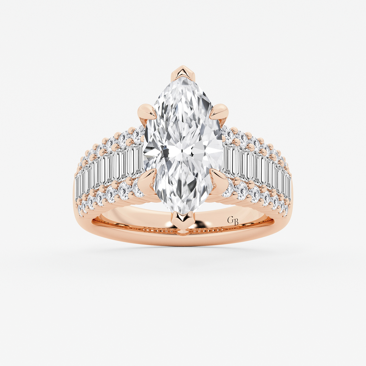 6 1/4 ctw Marquise Lab Grown Diamond Side Stone Engagement Ring