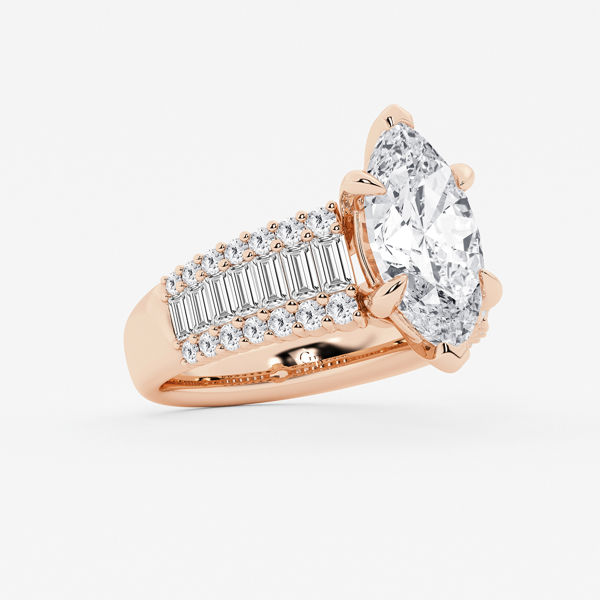 Additional Image 1 for  6 1/4 ctw Marquise Lab Grown Diamond Side Stone Engagement Ring