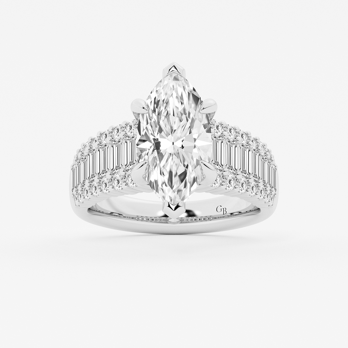 6 1/4 ctw Marquise Lab Grown Diamond Side Stone Engagement Ring