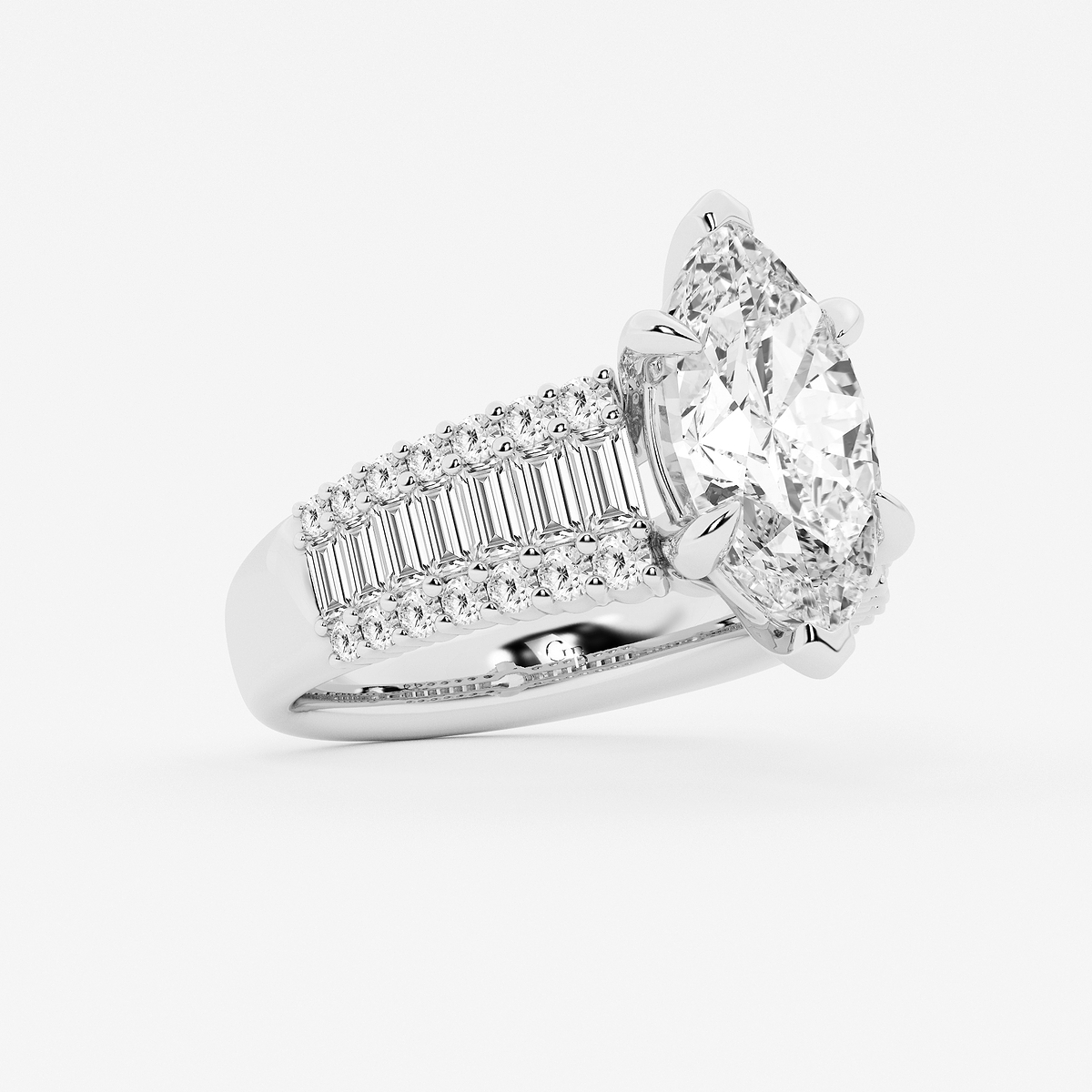 Additional Image 1 for  6 1/4 ctw Marquise Lab Grown Diamond Side Stone Engagement Ring