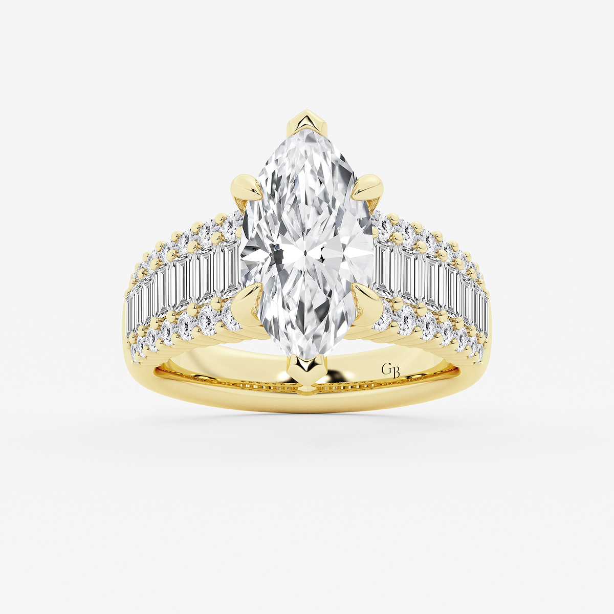 4 1/4 ctw Marquise Lab Grown Diamond Side Stone Engagement Ring