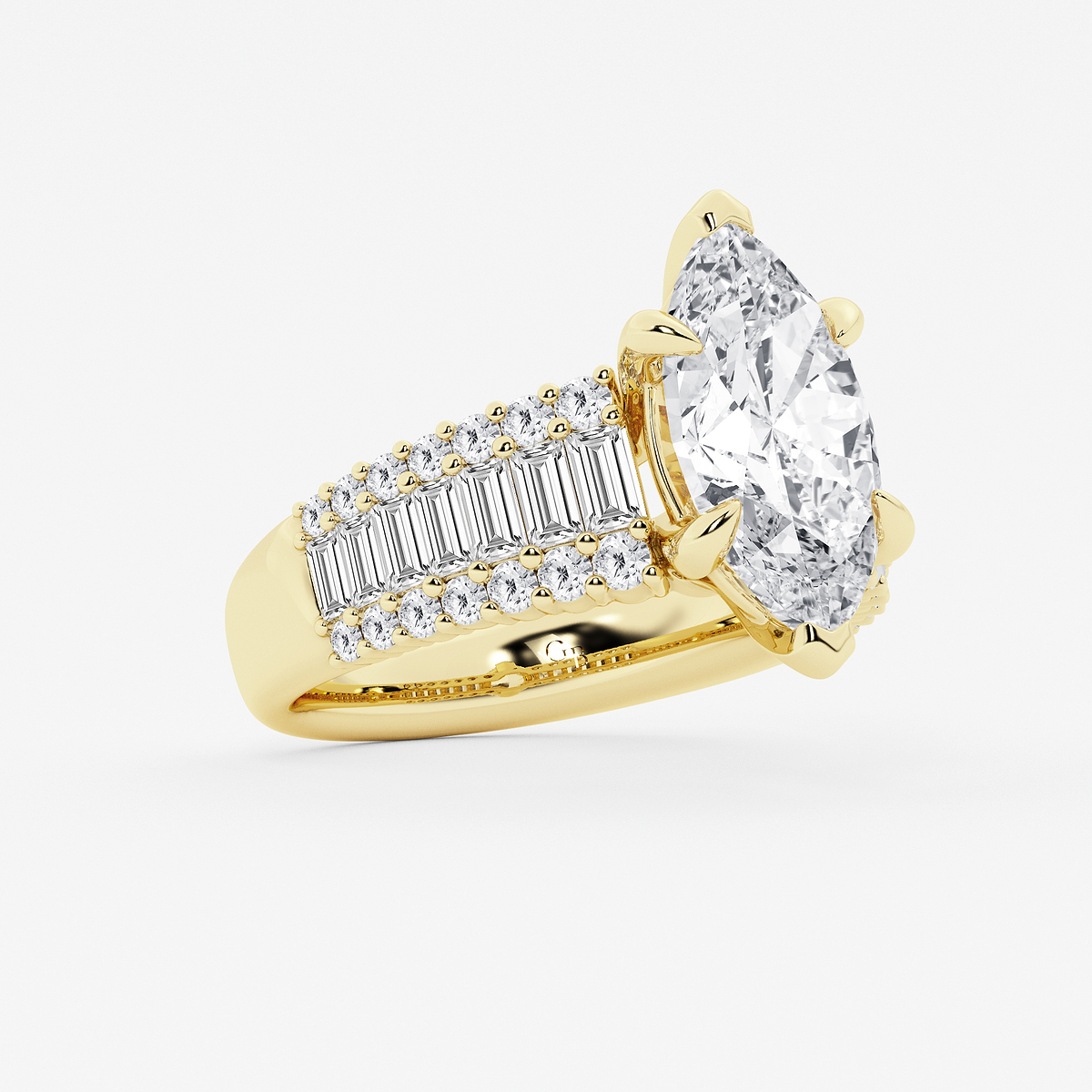 Additional Image 1 for  4 1/4 ctw Marquise Lab Grown Diamond Side Stone Engagement Ring