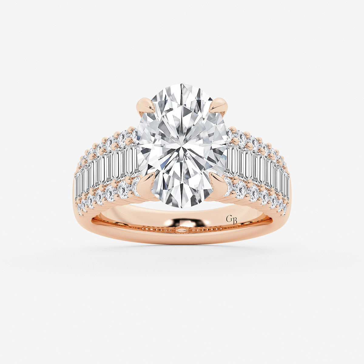 5 1/3 ctw Oval Lab Grown Diamond  Hidden Halo Engagement Ring
