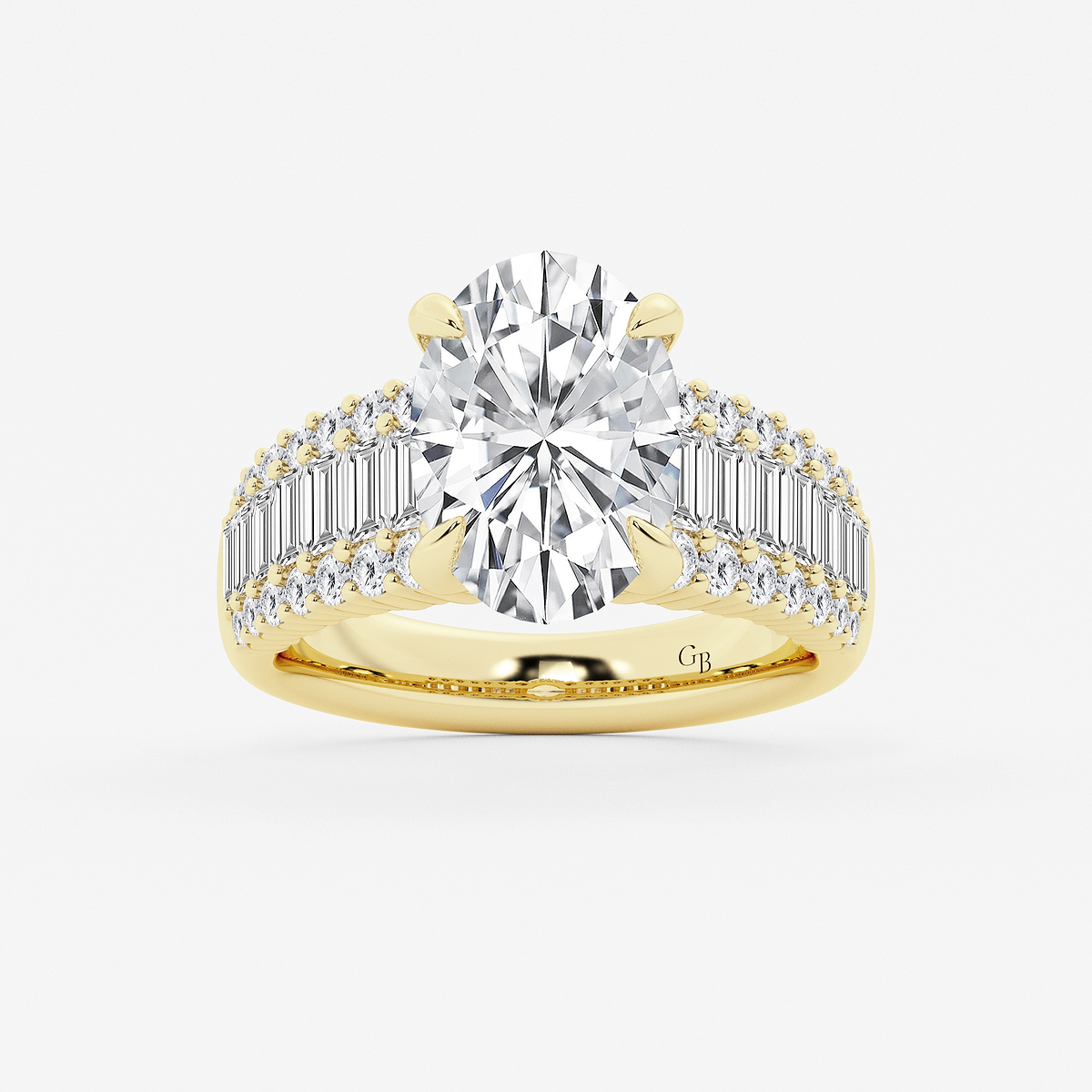 6 1/3 ctw Oval Lab Grown Diamond  Hidden Halo Engagement Ring