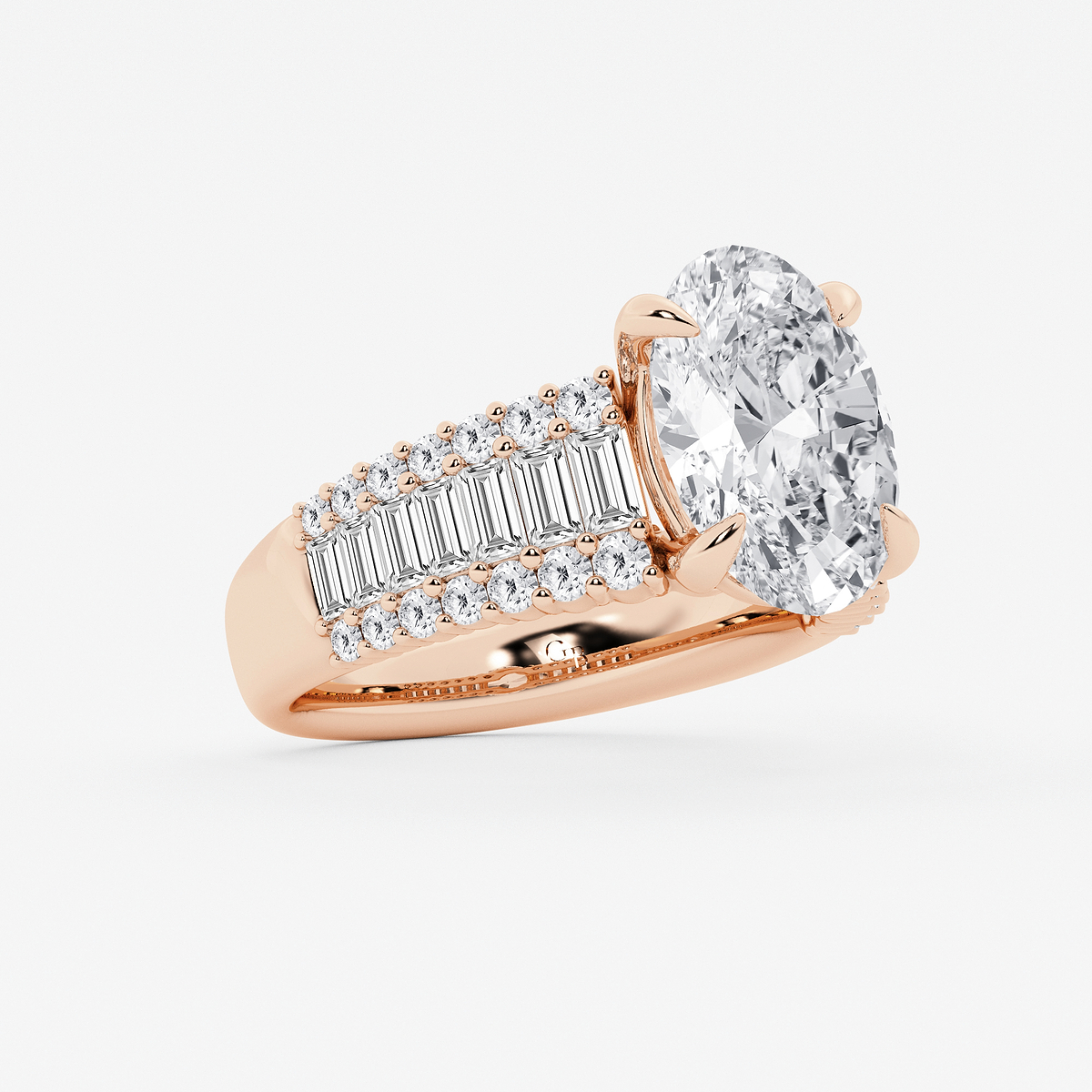 Additional Image 1 for  4 1/4 ctw Oval Lab Grown Diamond Side Stone Engagement Ring