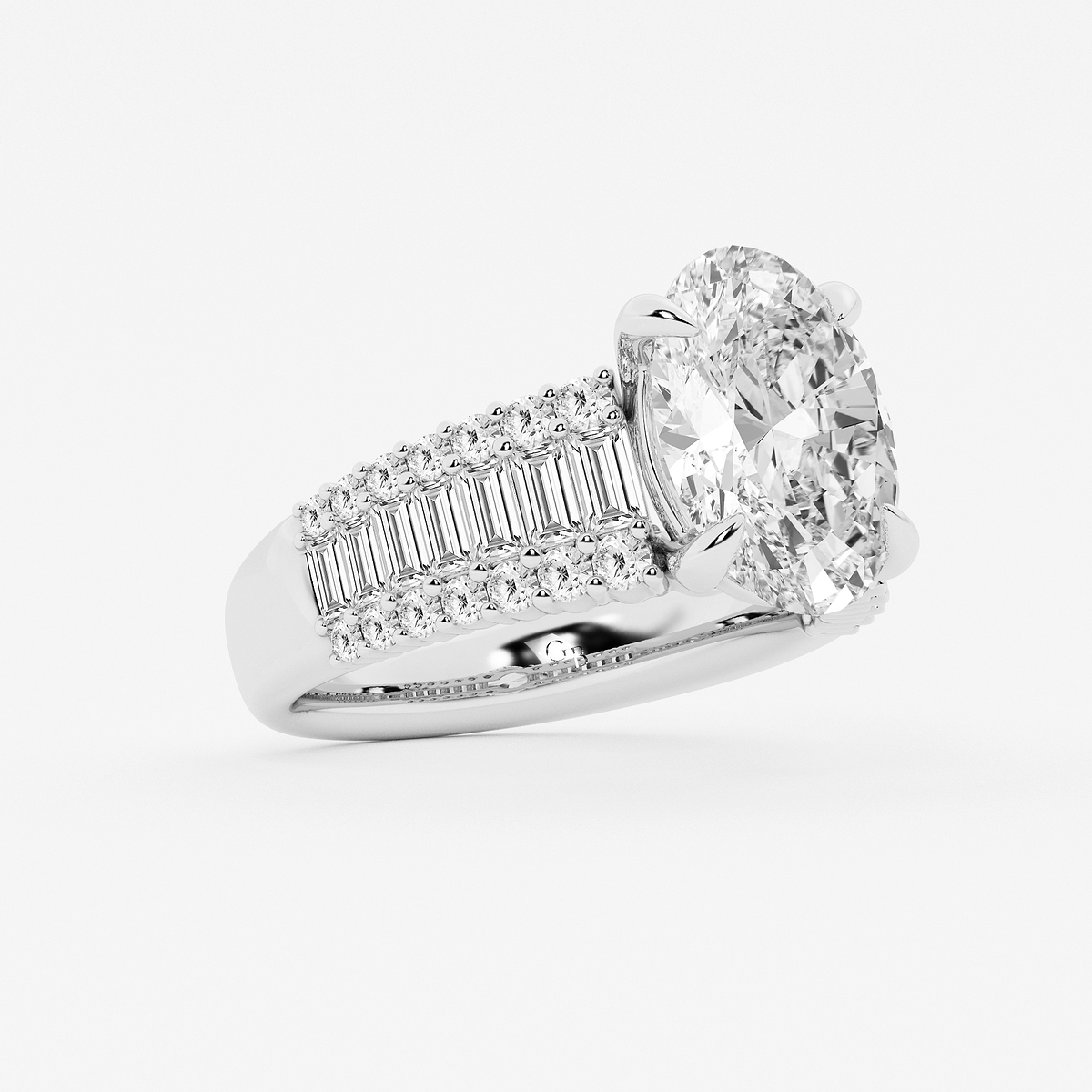 Additional Image 1 for  4 1/4 ctw Oval Lab Grown Diamond Side Stone Engagement Ring