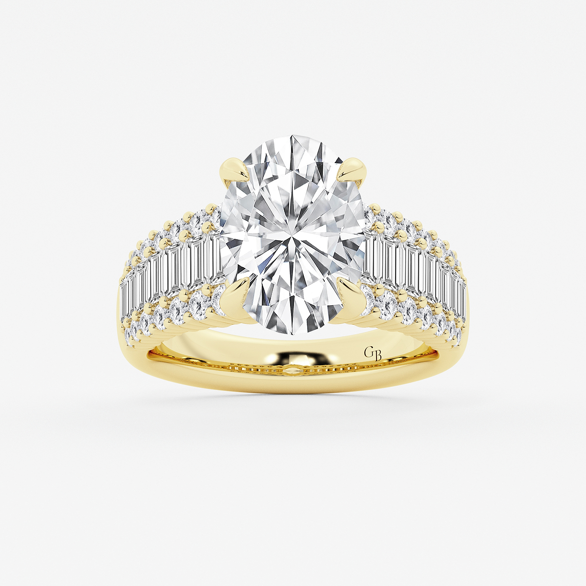 6 1/4 ctw Oval Lab Grown Diamond Side Stone Engagement Ring