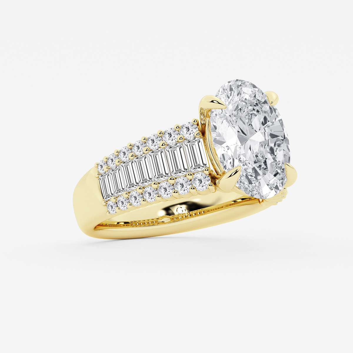 Additional Image 1 for  6 1/4 ctw Oval Lab Grown Diamond Side Stone Engagement Ring
