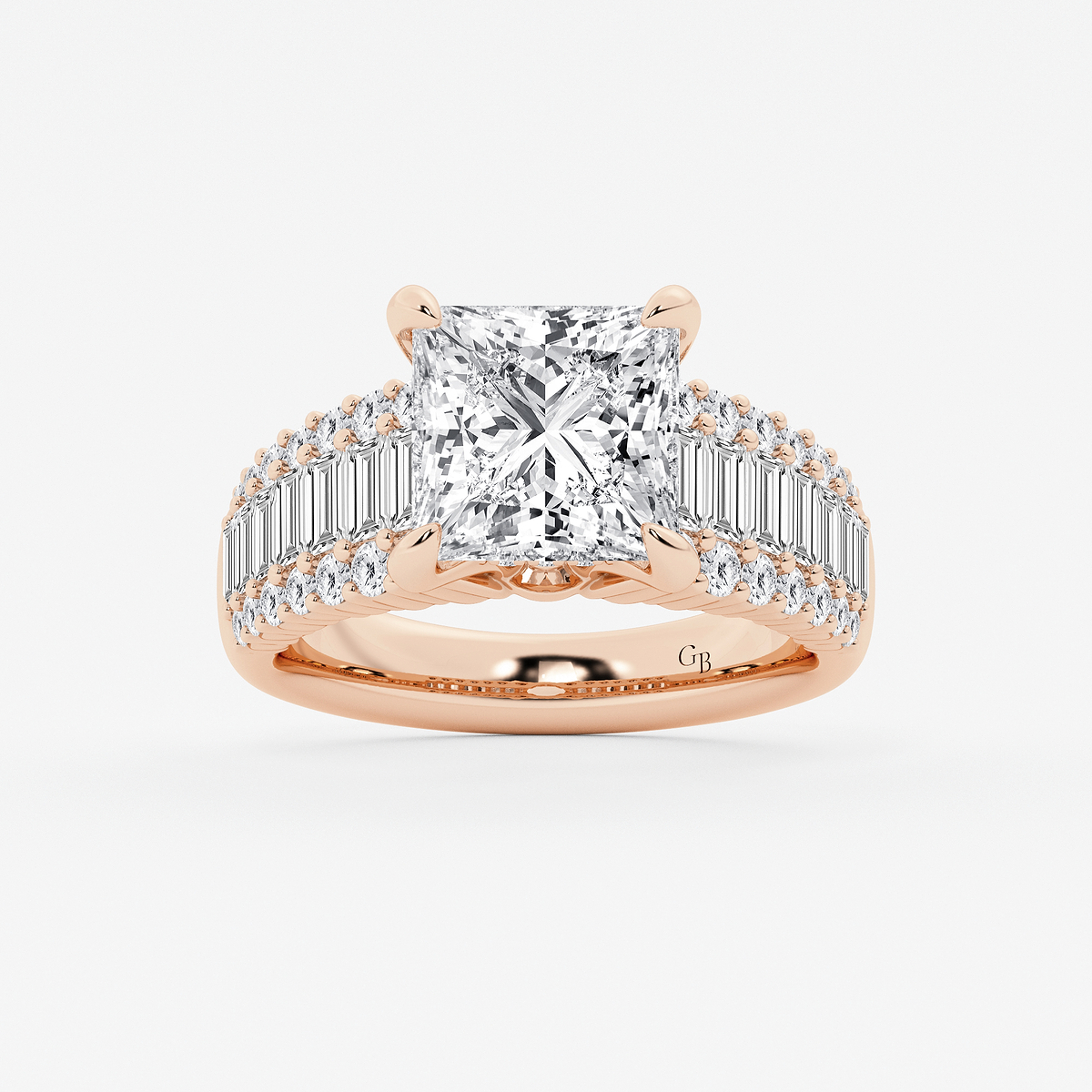 6 1/3 ctw Princess Lab Grown Diamond  Hidden Halo Engagement Ring