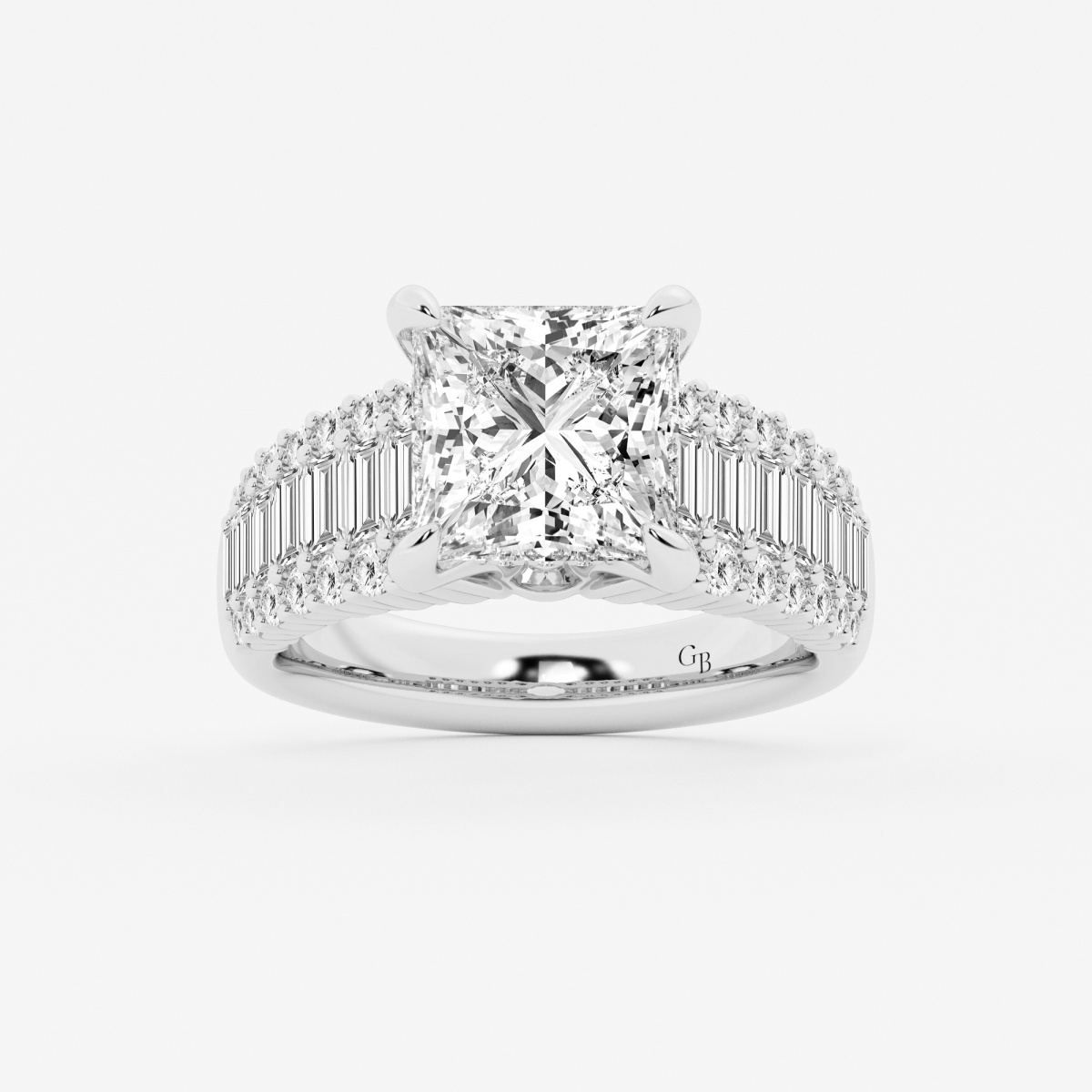 6 1/3 ctw Princess Lab Grown Diamond  Hidden Halo Engagement Ring