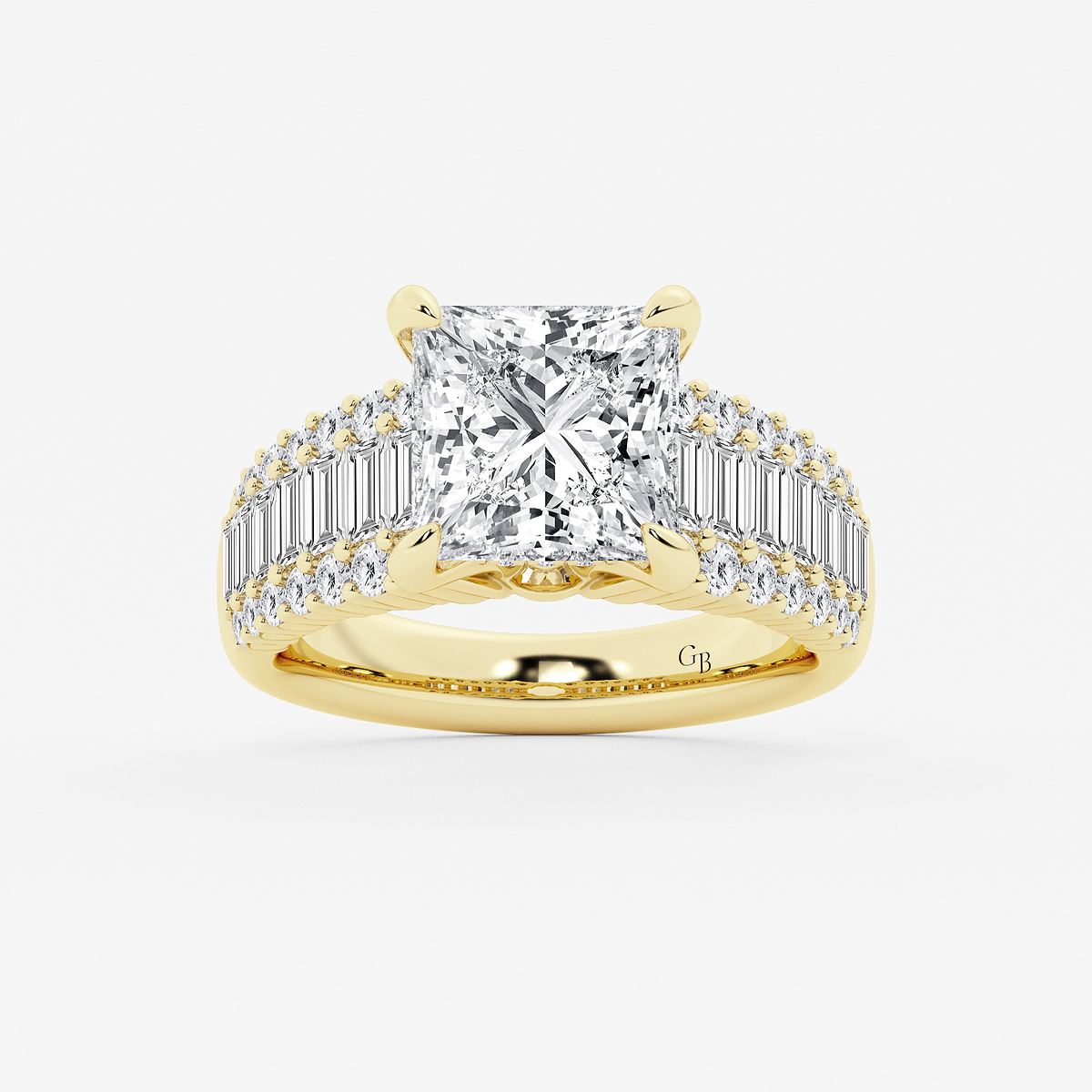 4 1/3 ctw Princess Lab Grown Diamond  Hidden Halo Engagement Ring