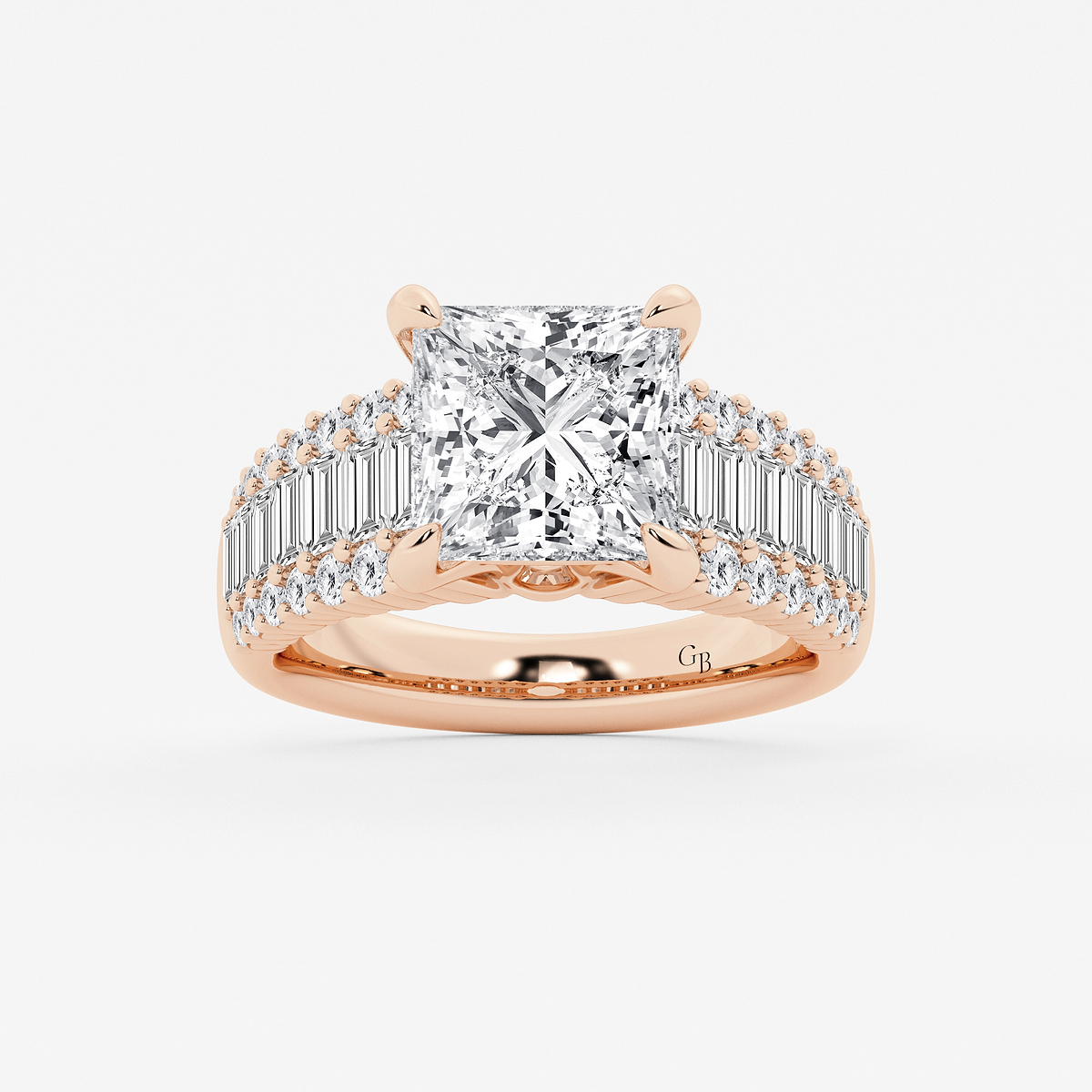 4 1/4 ctw Princess Lab Grown Diamond Side Stone Engagement Ring