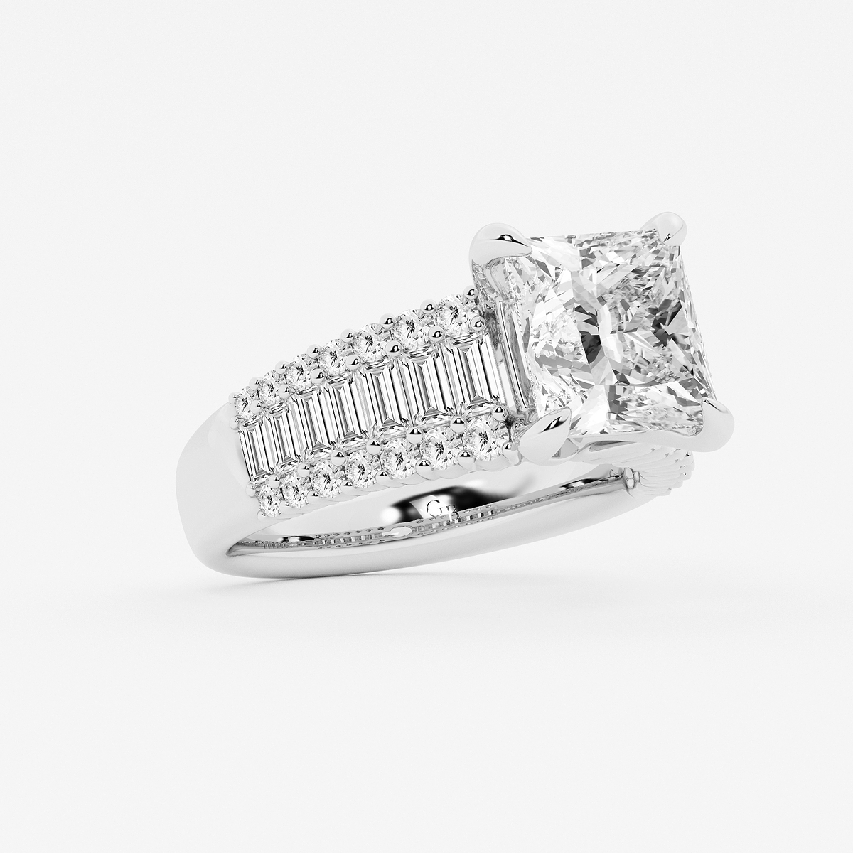 Additional Image 1 for  4 1/4 ctw Princess Lab Grown Diamond Side Stone Engagement Ring