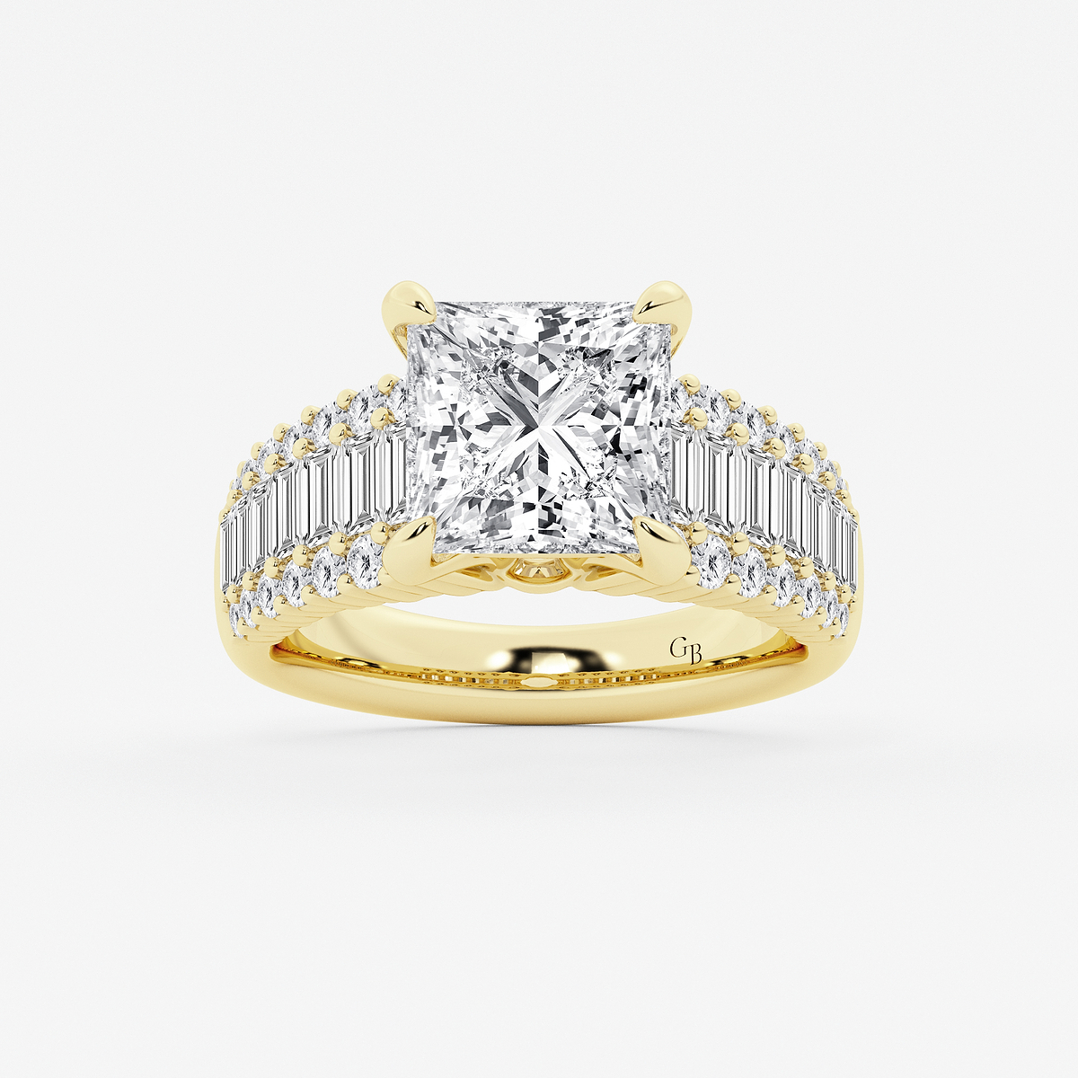 4 1/4 ctw Princess Lab Grown Diamond Side Stone Engagement Ring