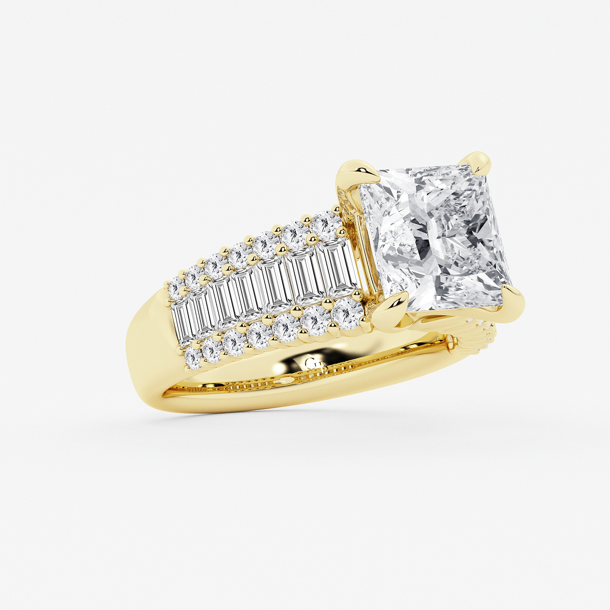 Additional Image 1 for  4 1/4 ctw Princess Lab Grown Diamond Side Stone Engagement Ring