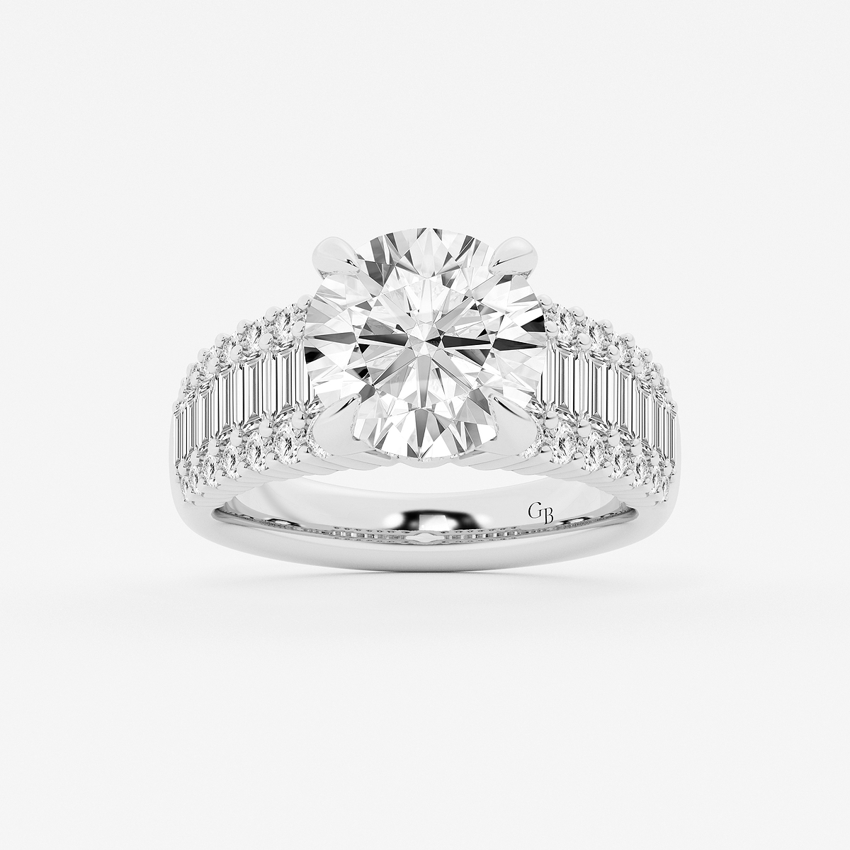 4 1/3 ctw Round Lab Grown Diamond  Hidden Halo Engagement Ring