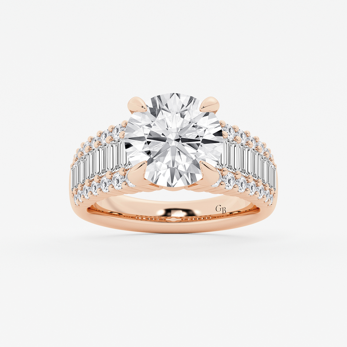 5 1/4 ctw Round Lab Grown Diamond Side Stone Engagement Ring