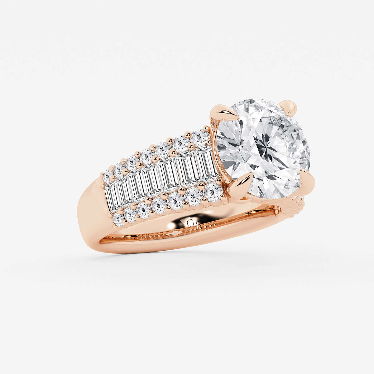 Additional Image 1 for  5 1/4 ctw Round Lab Grown Diamond Side Stone Engagement Ring