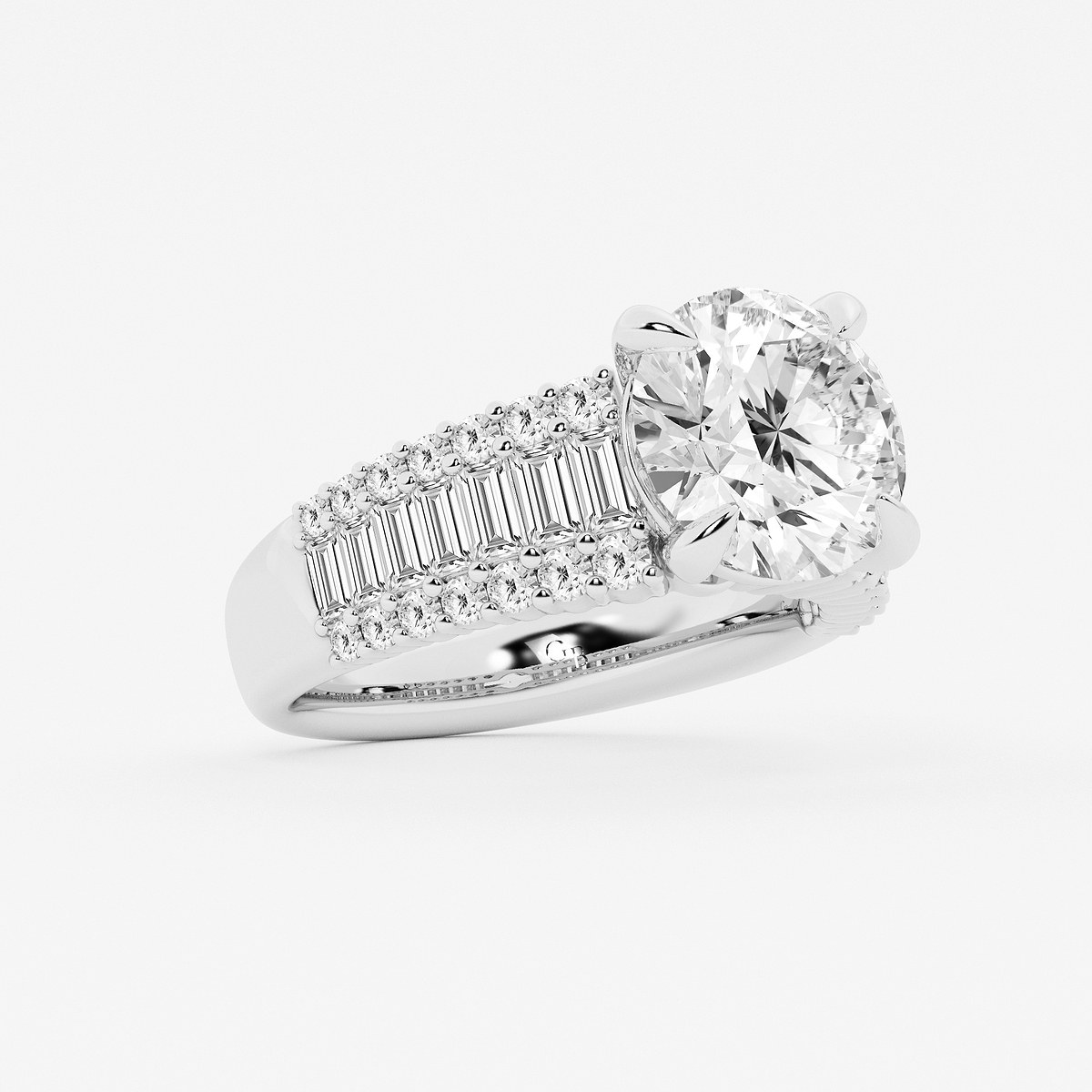 Additional Image 1 for  5 1/4 ctw Round Lab Grown Diamond Side Stone Engagement Ring