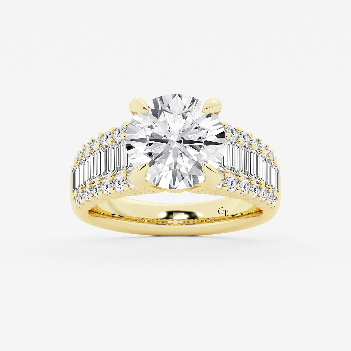 4 1/4 ctw Round Lab Grown Diamond Side Stone Engagement Ring