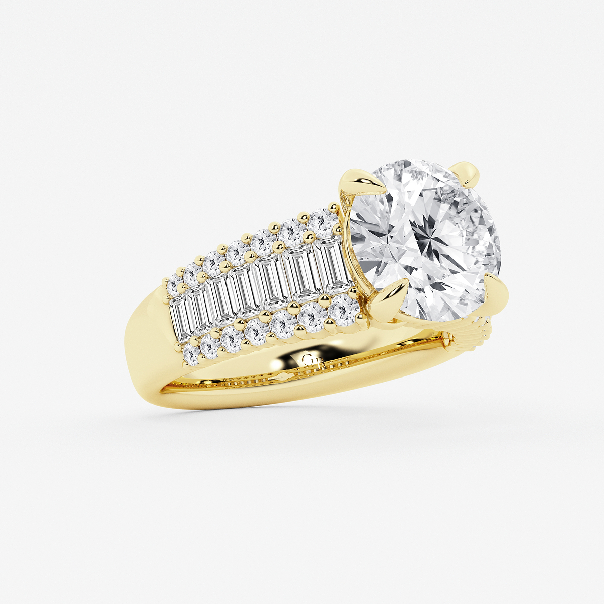 Additional Image 1 for  4 1/4 ctw Round Lab Grown Diamond Side Stone Engagement Ring