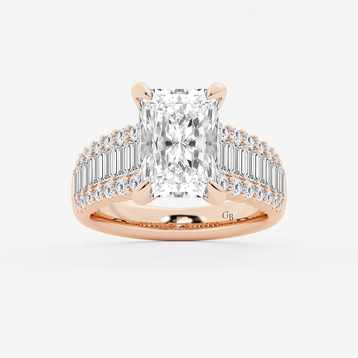 4 1/3 ctw Radiant Lab Grown Diamond  Hidden Halo Engagement Ring