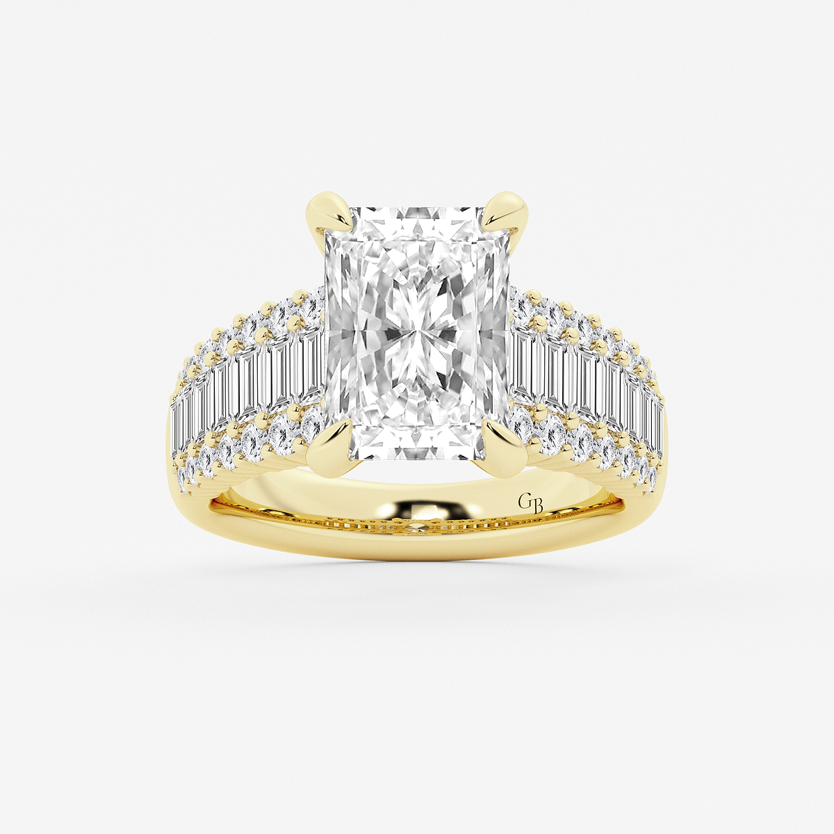 4 1/3 ctw Radiant Lab Grown Diamond  Hidden Halo Engagement Ring