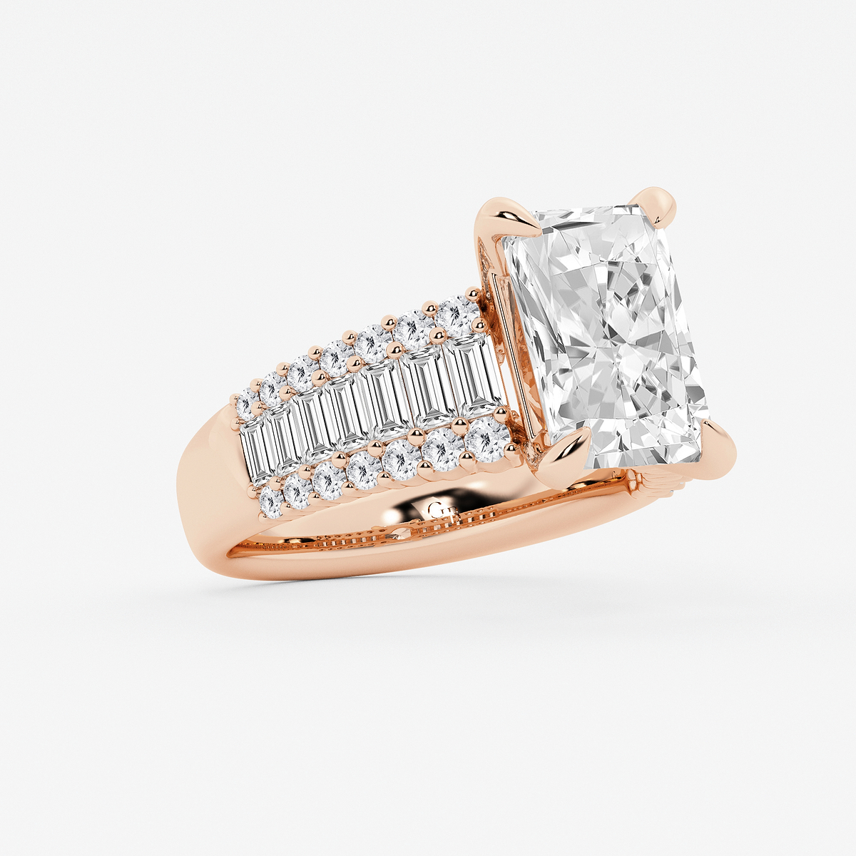 Additional Image 1 for  6 1/4 ctw Radiant Lab Grown Diamond Side Stone Engagement Ring