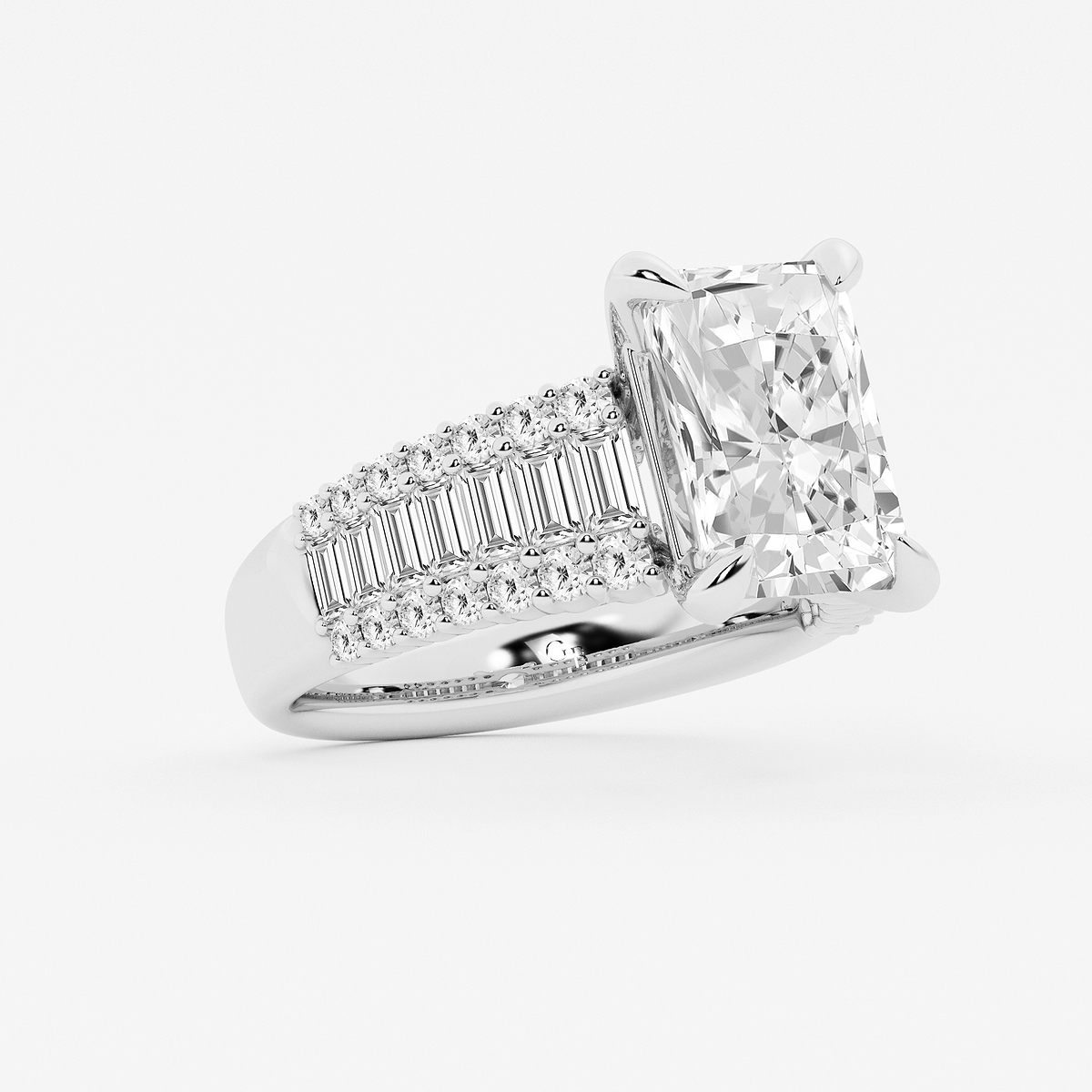 Additional Image 1 for  5 1/4 ctw Radiant Lab Grown Diamond Side Stone Engagement Ring