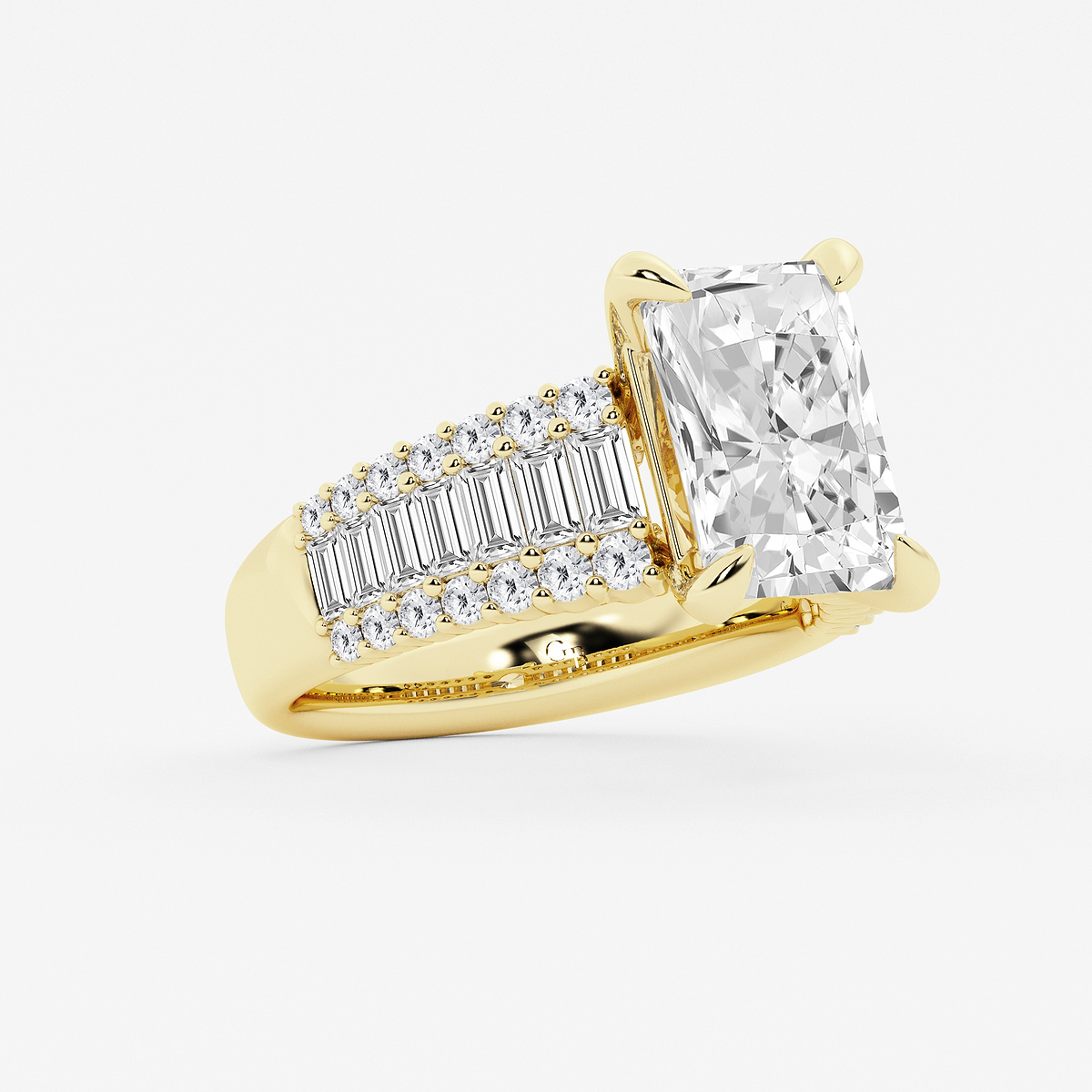 Additional Image 1 for  5 1/4 ctw Radiant Lab Grown Diamond Side Stone Engagement Ring