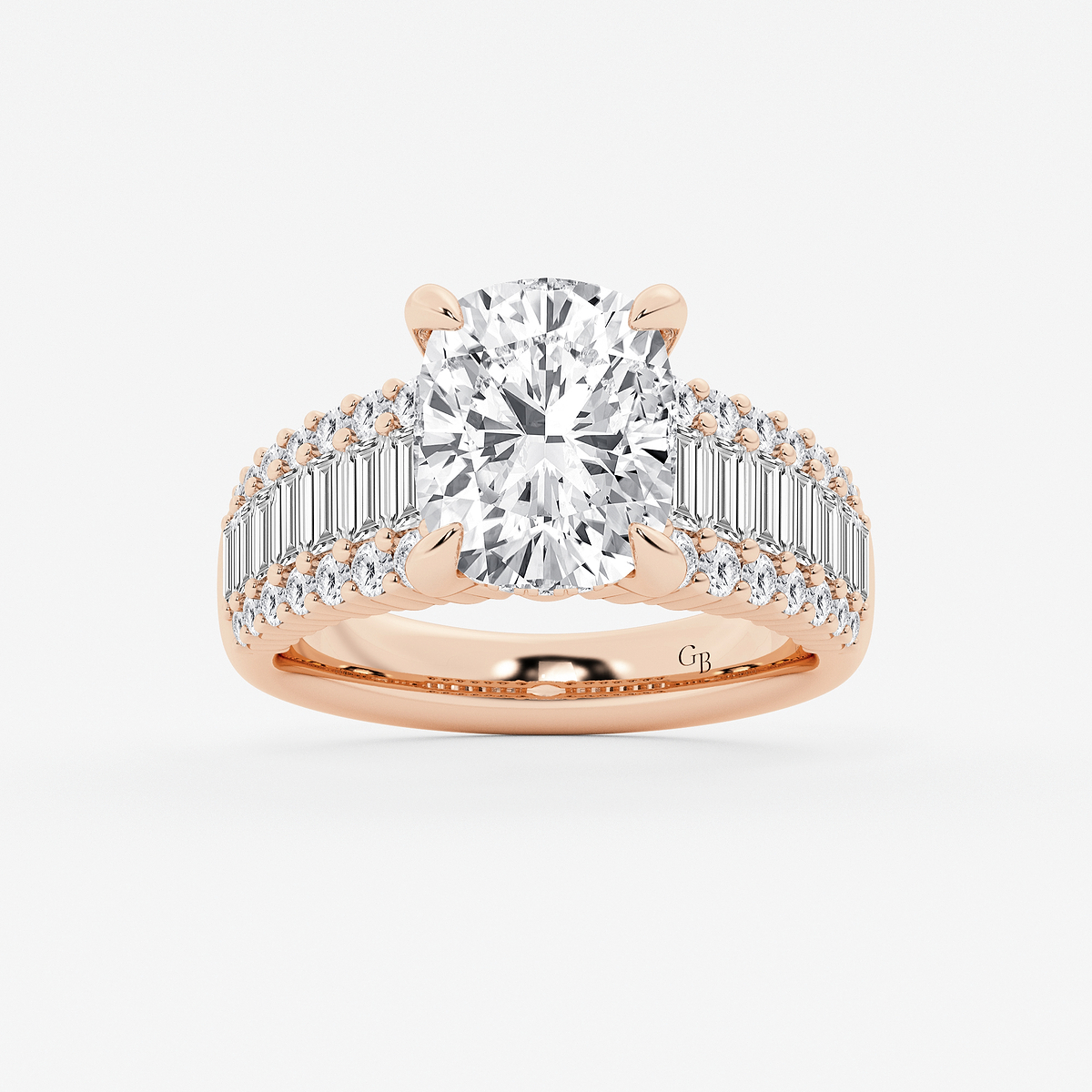 4 1/3 ctw Elongated Cushion Lab Grown Diamond  Hidden Halo Engagement Ring
