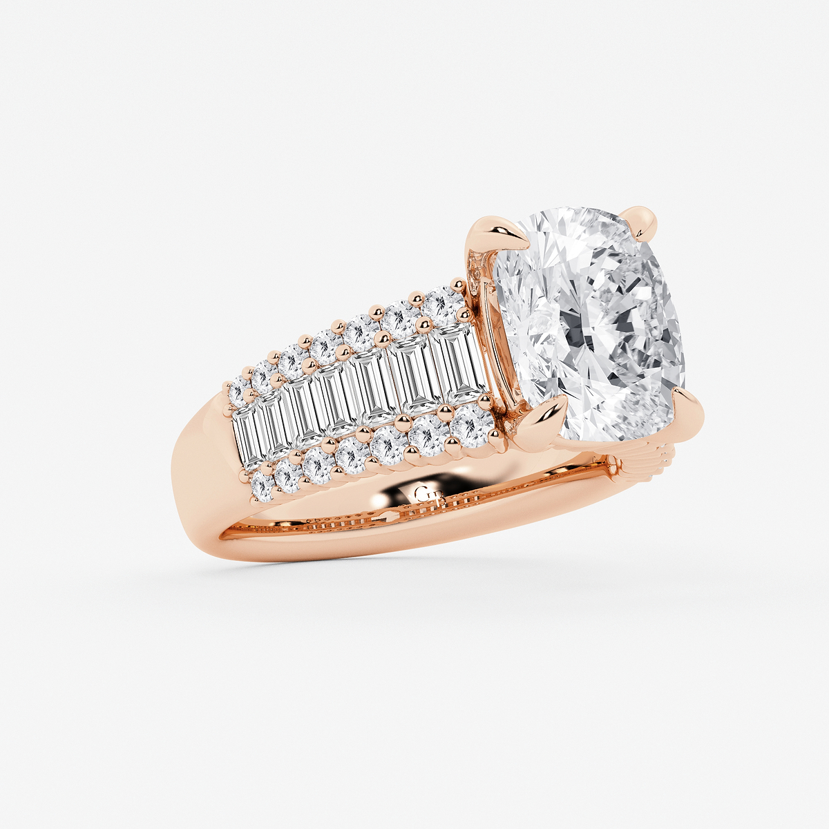 Additional Image 1 for  4 1/4 ctw Elongated Cushion Lab Grown Diamond Side Stone Engagement Ring
