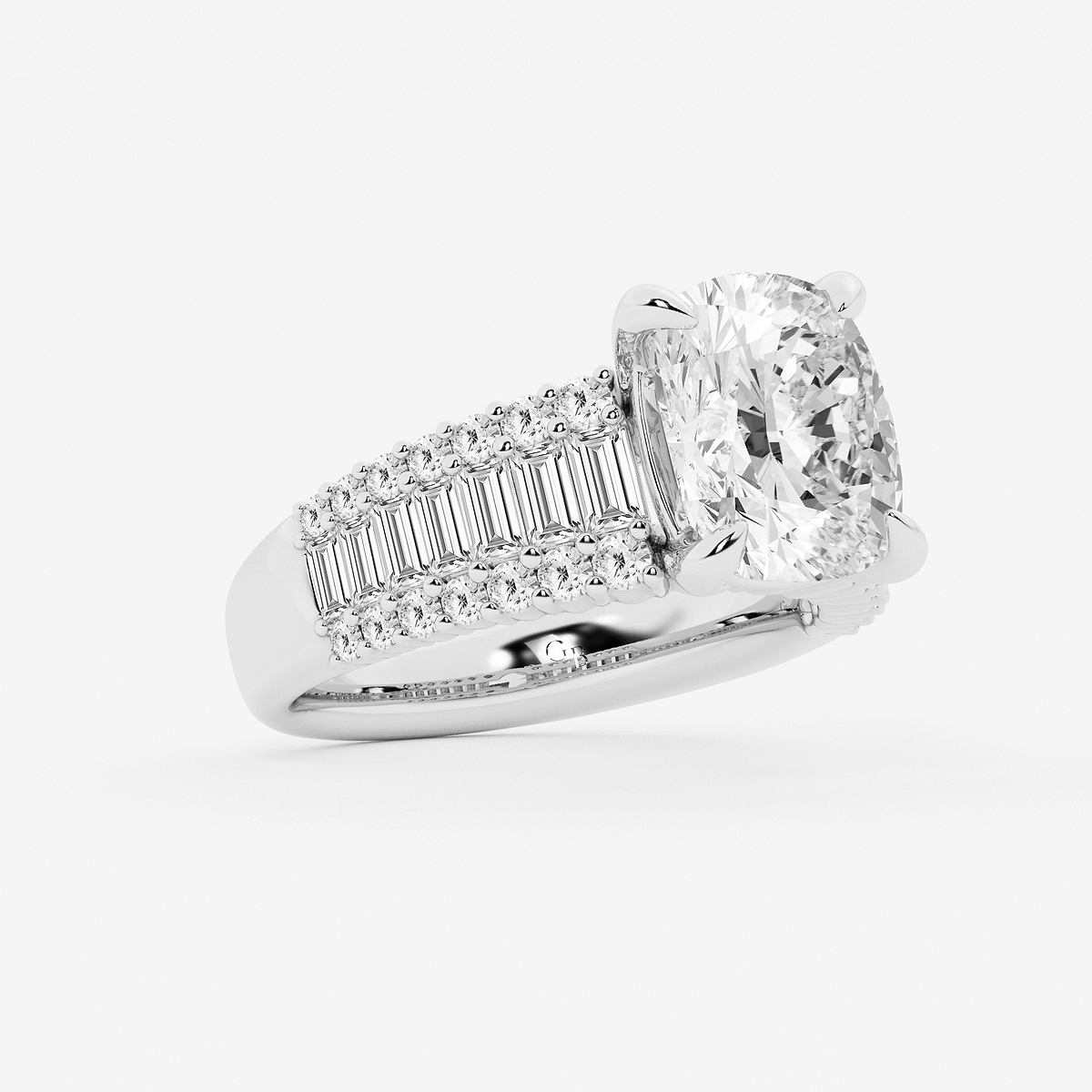 Additional Image 1 for  5 1/4 ctw Elongated Cushion Lab Grown Diamond Side Stone Engagement Ring