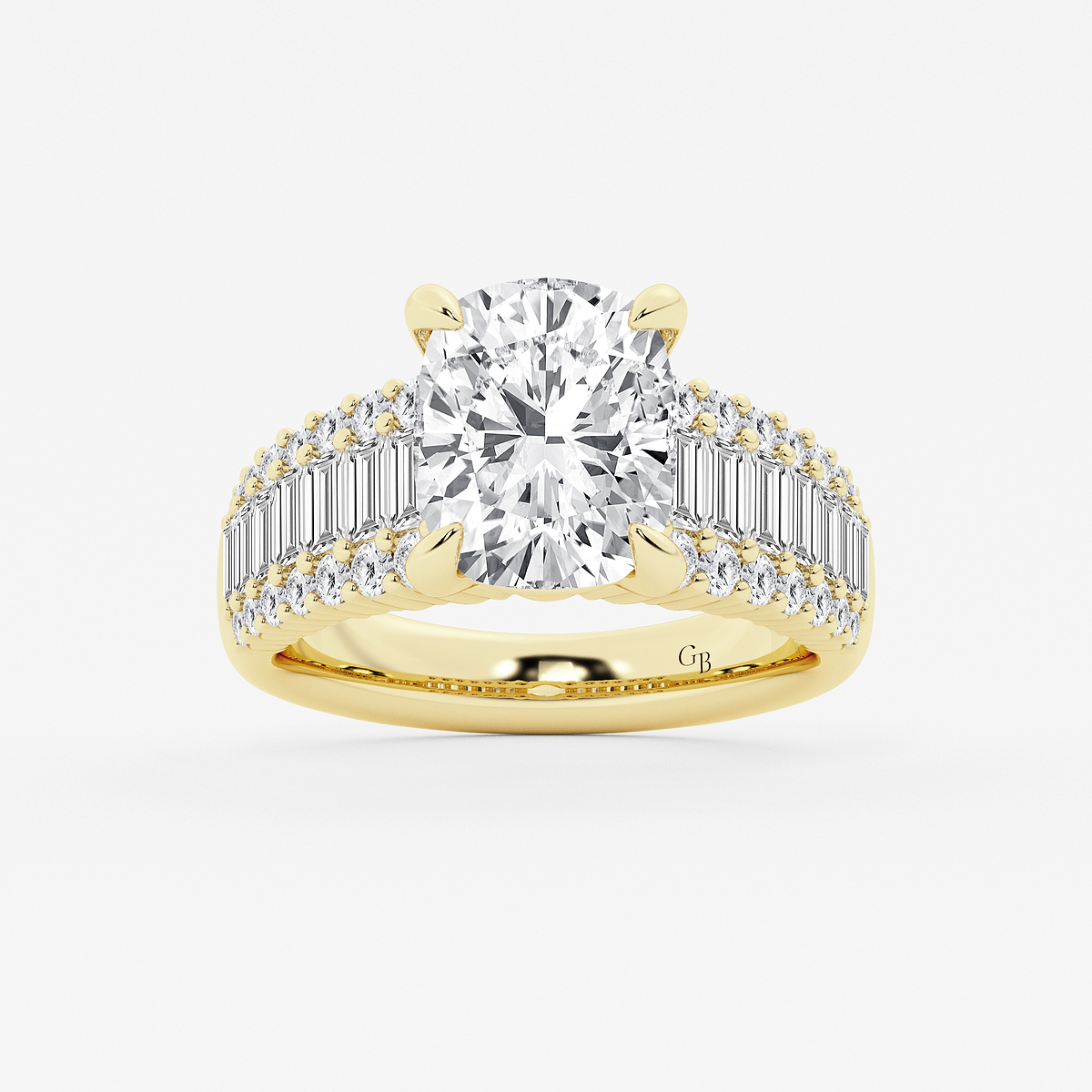 4 1/4 ctw Elongated Cushion Lab Grown Diamond Side Stone Engagement Ring