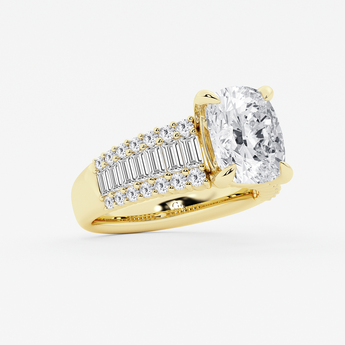 Additional Image 1 for  4 1/4 ctw Elongated Cushion Lab Grown Diamond Side Stone Engagement Ring