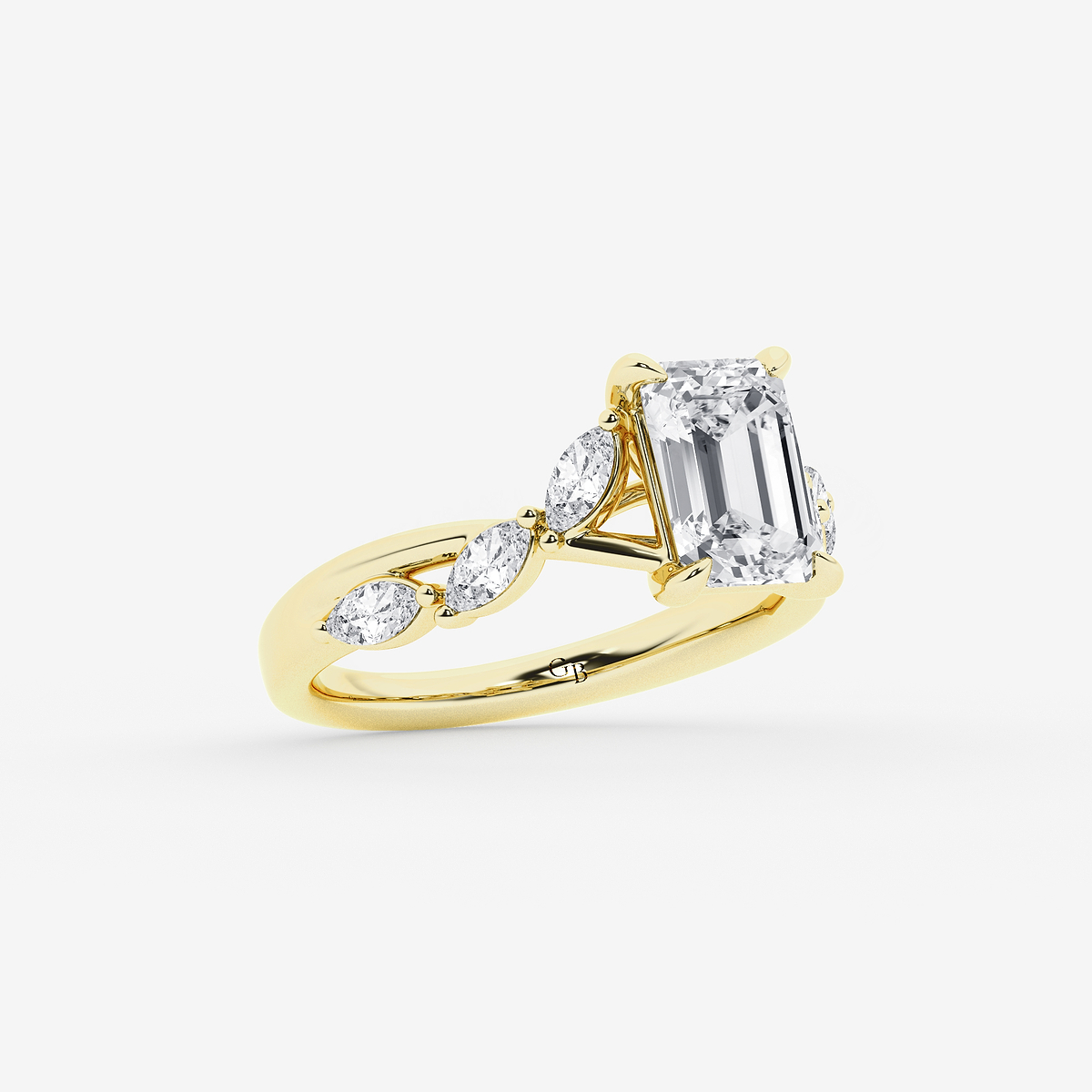 Additional Image 1 for  2 1/2 ctw Emerald Lab Grown Diamond Twist Marquise Side Stone Engagement Ring