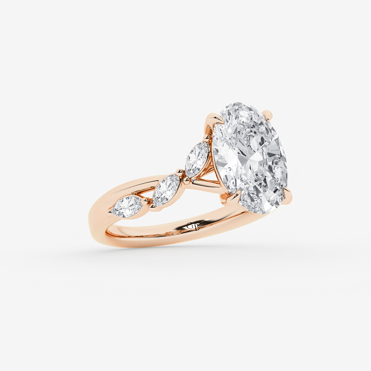 Additional Image 1 for  5 1/2 ctw Oval Lab Grown Diamond Twist Marquise Side Stone Engagement Ring