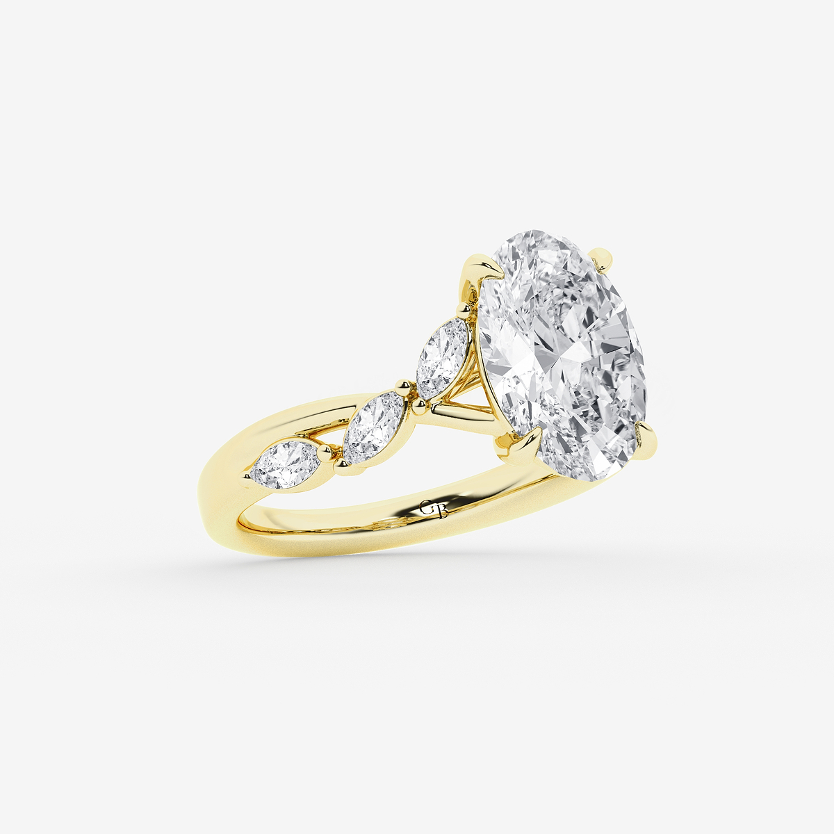 Additional Image 1 for  5 1/2 ctw Oval Lab Grown Diamond Twist Marquise Side Stone Engagement Ring