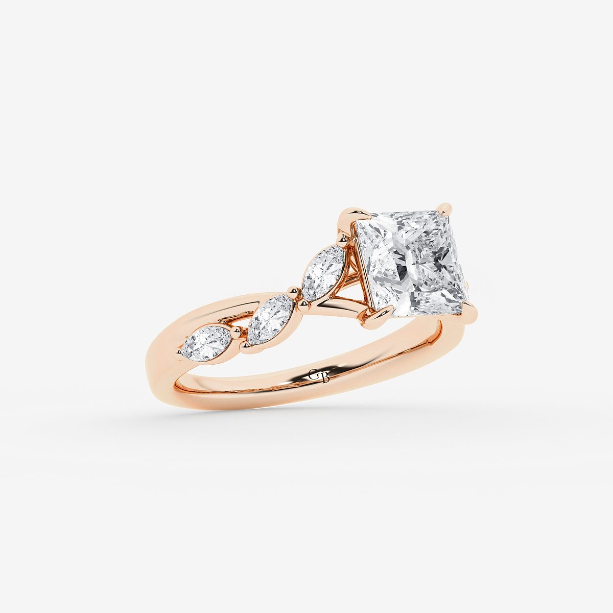 Additional Image 1 for  2 1/2 ctw Princess Lab Grown Diamond Twist Marquise Side Stone Engagement Ring