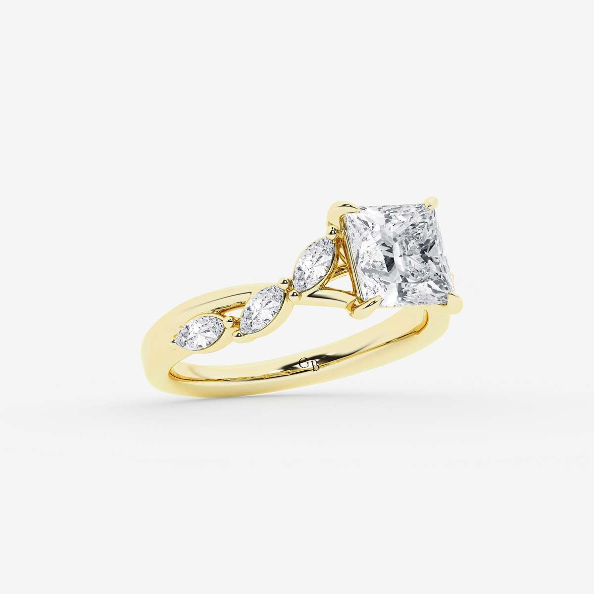 Additional Image 1 for  2 1/2 ctw Princess Lab Grown Diamond Twist Marquise Side Stone Engagement Ring