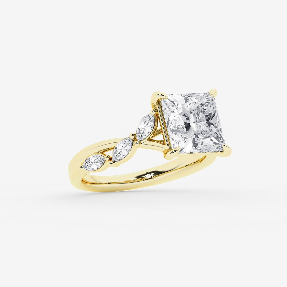 Additional Image 1 for  4 1/2 ctw Princess Lab Grown Diamond Twist Marquise Side Stone Engagement Ring
