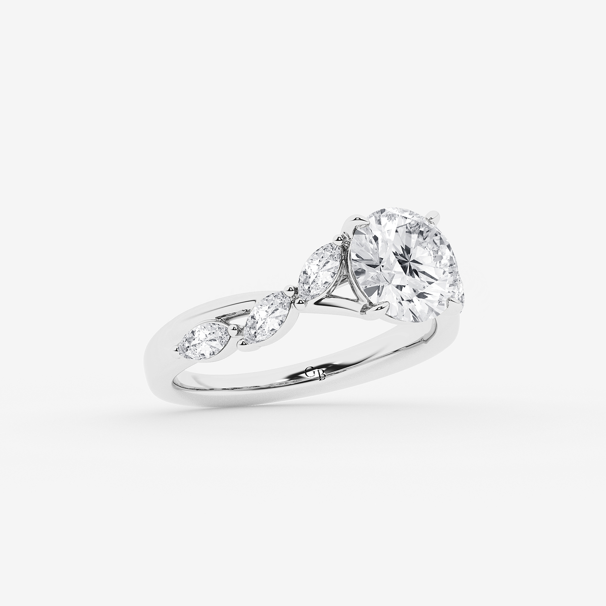 Additional Image 1 for  2 1/2 ctw Round Lab Grown Diamond Twist Marquise Side Stone Engagement Ring