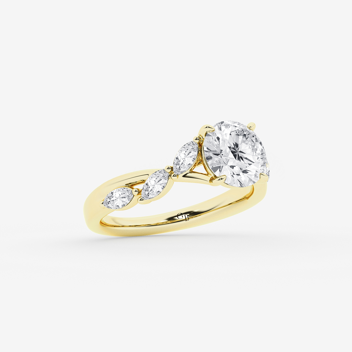 Additional Image 1 for  3 1/2 ctw Round Lab Grown Diamond Twist Marquise Side Stone Engagement Ring