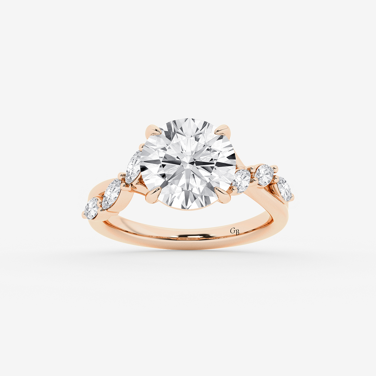 5 1/2 ctw Round Lab Grown Diamond Twist Marquise Side Stone Engagement Ring