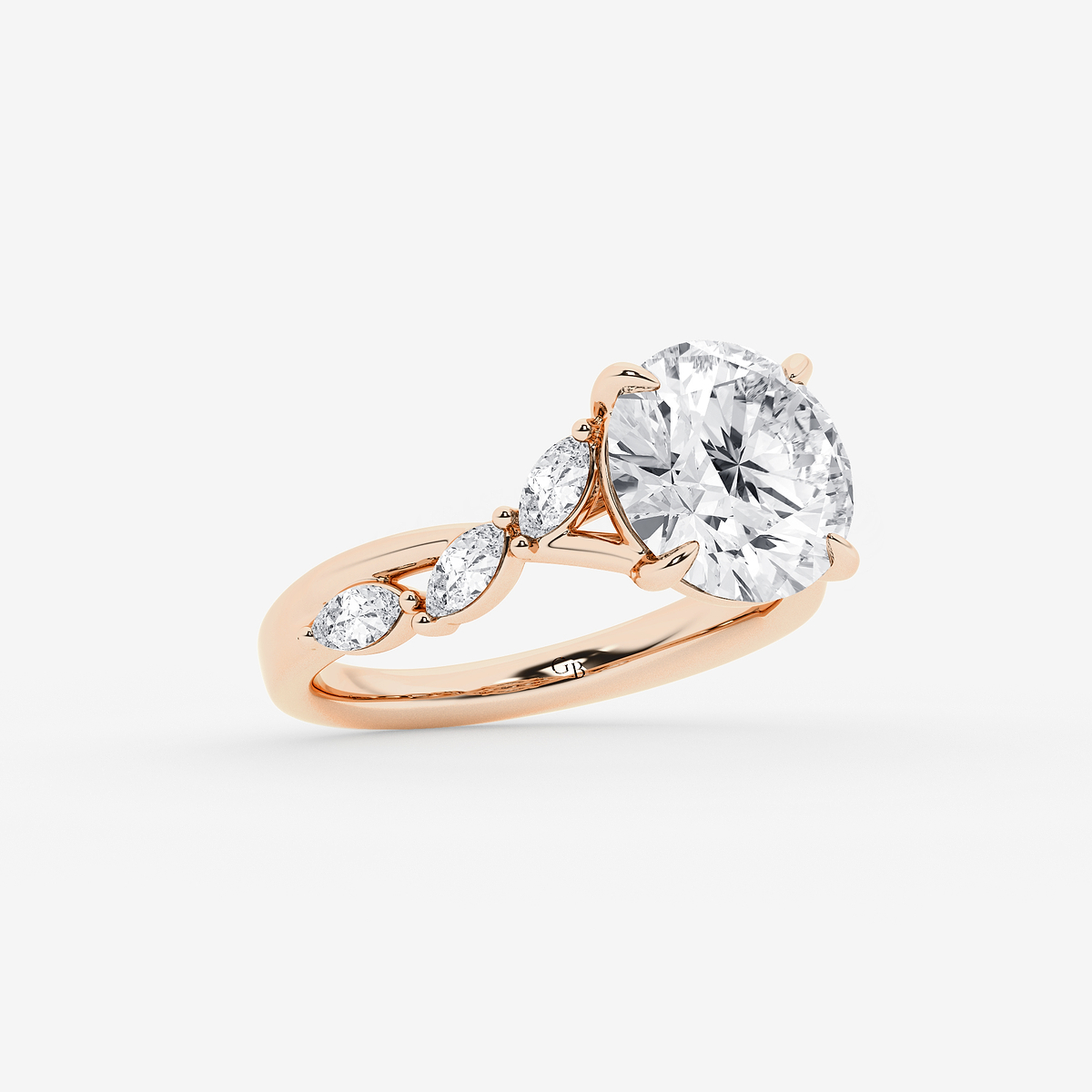 Additional Image 1 for  5 1/2 ctw Round Lab Grown Diamond Twist Marquise Side Stone Engagement Ring