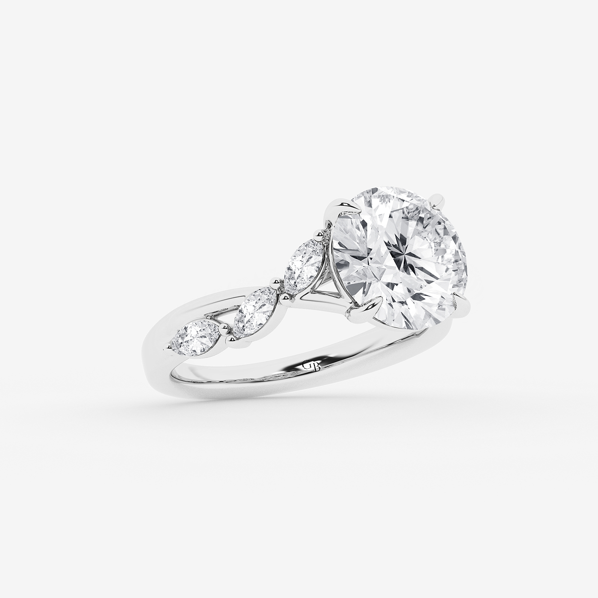 Additional Image 1 for  5 1/2 ctw Round Lab Grown Diamond Twist Marquise Side Stone Engagement Ring