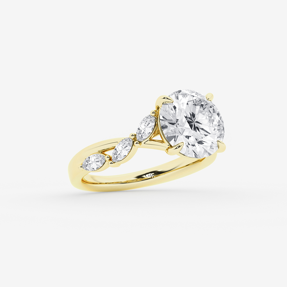Additional Image 1 for  4 1/2 ctw Round Lab Grown Diamond Twist Marquise Side Stone Engagement Ring
