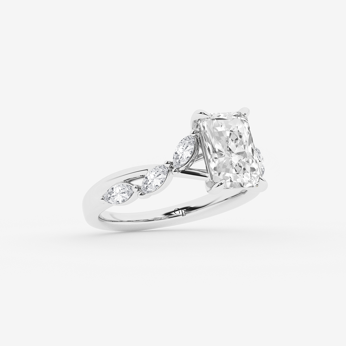 Additional Image 1 for  2 1/2 ctw Radiant Lab Grown Diamond Twist Marquise Side Stone Engagement Ring