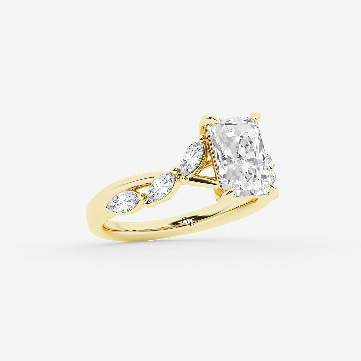 Additional Image 1 for  2 1/2 ctw Radiant Lab Grown Diamond Twist Marquise Side Stone Engagement Ring